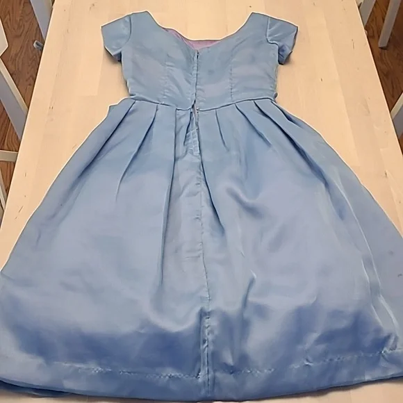 VTG 1950s Handmade Fit n' Flare Layered Blue Short Sleeved Cocktail Dress - Picture 14 of 17